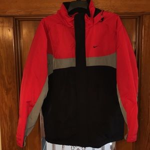 Nike Jacket Men’s XL Red Black Parka Swoosh Puffer Jacket